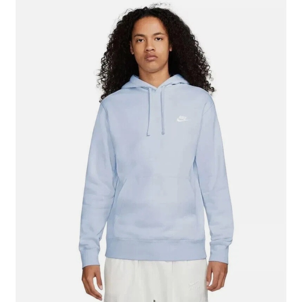 Nike Sportswear Swoosh Logo Hoodie Pullover Light Blue Athleisure‎ Mens Medium